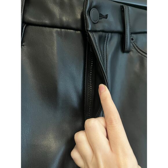 Good American Faux Leather Mini Skirt Short Black Pockets Minimalist Women 0 25 - Picture 3 of 7